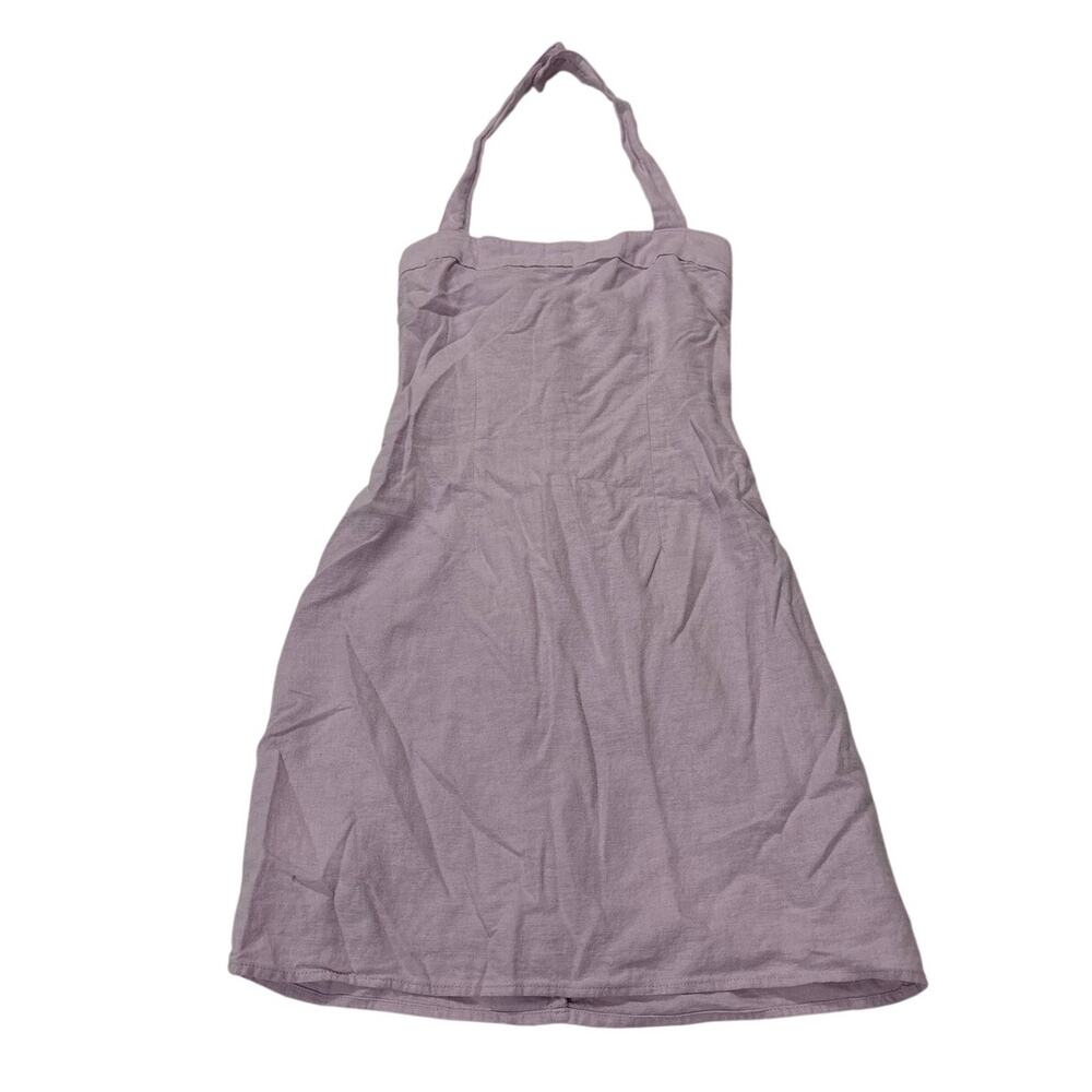 Abercrombie & Fitch Women’s XS Linen Blend Mini Dress Halter Beachy Coquette - Picture 3 of 11